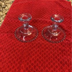 Pair Of Glass Candle Holders