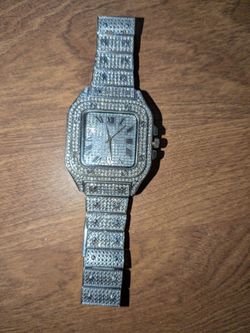 Men’s Watches – Poedagar Two-Tone & Iced-Out Santos Style ($15 each / $25 for both)