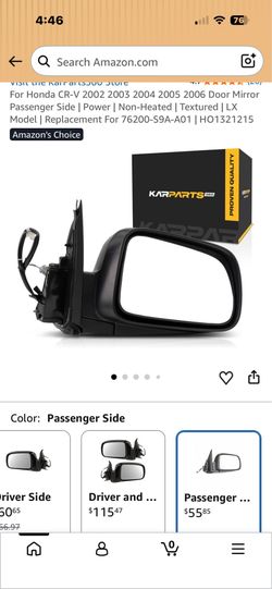 Passenger side mirror for Honda CR-V 2002-2006