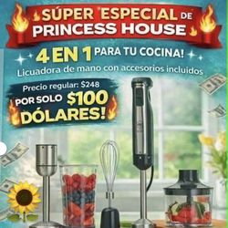 Especial $100.00 Batidora Manual 4En1 Muele Bate  Machaca Pica Princess House Ventas Finales 