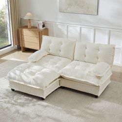 eBay Chelsea 77" Modern Chenille L-Shaped Sectional Sofa with Ottoman