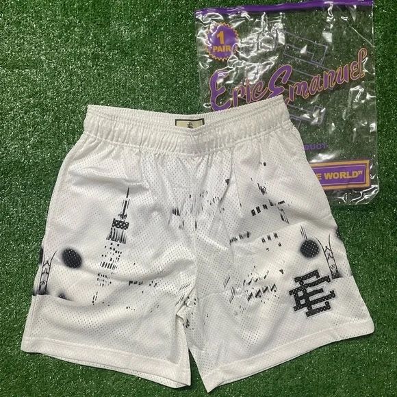 White 'EE' Eric Emanuel Shorts