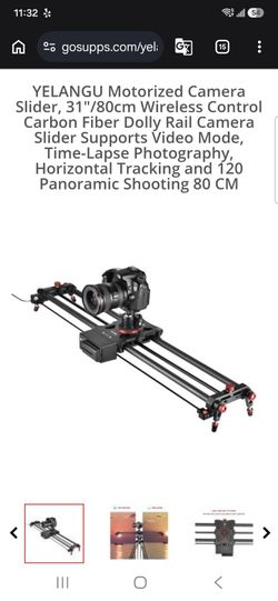 YELANGU Motorized Camera Slider, 31"/80cm Wireless Control Carbon Fiber Dolly Rail Camera Slider Supports Video Mode, Time-Lapse Photography, Horizont