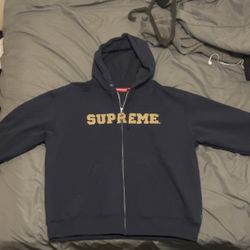 Supreme Collegiate Appliqué Zip Up ‘Navy’ Never Worn