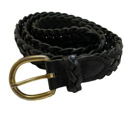 Braided Leather Belt Black Size M/L