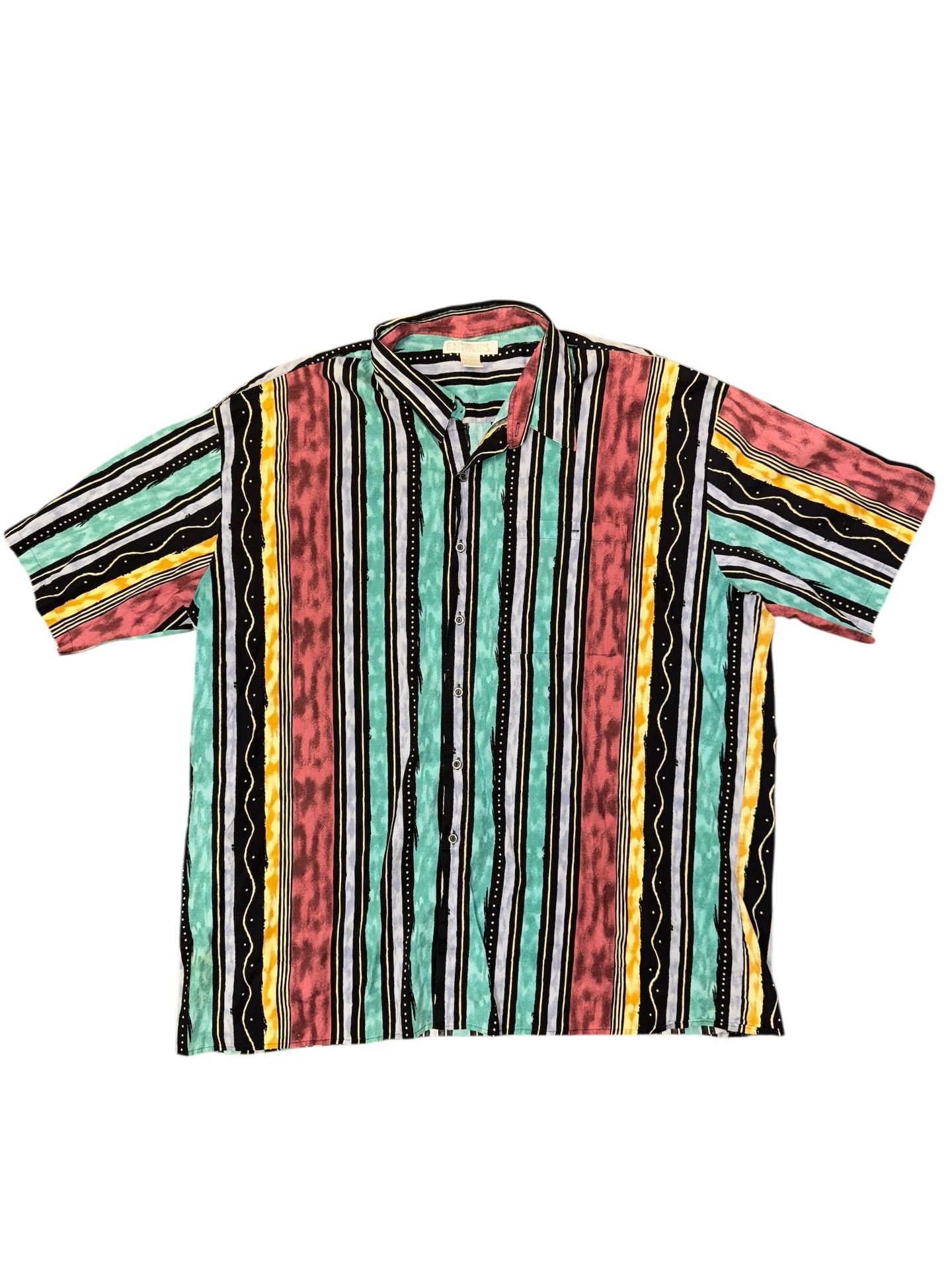 Vintage Expressions Worldwide Shirt Mens 3XL Striped 90s Colorful Coogi Theme