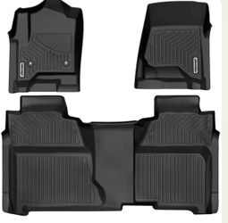 OEDRO Floor Mats Fits for 2014-2018 Chevy Silverado/GMC Sierra 1500 Crew Cab, 2015-2019 Silverado/Sierra 2500 HD/3500 HD Crew Cab, Black TPE All Weath