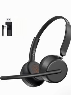 Wireless On-Ear Headset Boom Mic, Noise Cancellation, BT 5.4 + 2.4GHz USB