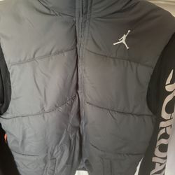Nike Air Jordan Grey Puffer Vest With Sleeves (woman’s)