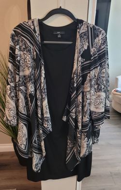 R&K Black and White Paisley Cardigan Top Size 16