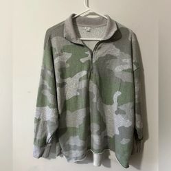 Aerie Camo Quarter Zip  Crewneck
