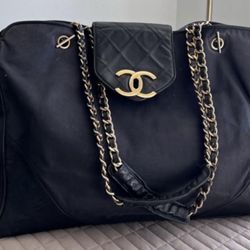 Authentic Vintage Chanel XL Weekender Tote Bag 