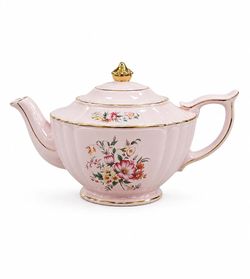 Vintage Soft Pink Floral Porcelain Teapot