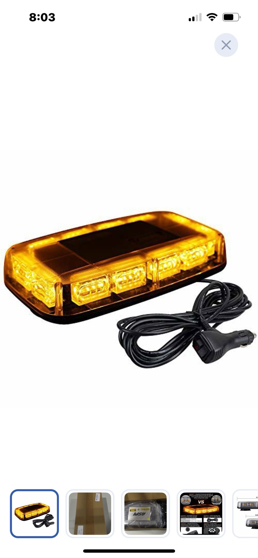 “New”Magnetic Base, Lighter Plug In(48LED)”High visibility Strobe Light(12” X 6”)