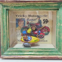 Vandor Shadows of Yesterday Vintage Tin Toy Motorcycle Shadow Box