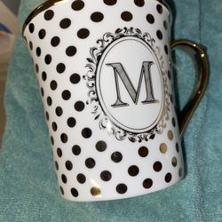 White With Gold Accents Mug With M