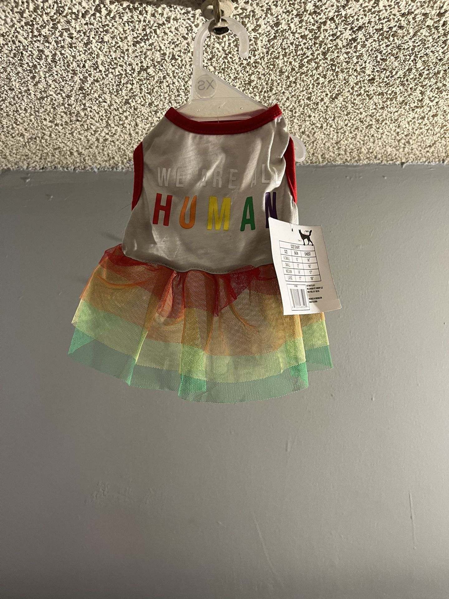 We Are All Human Labeled Dog Dress