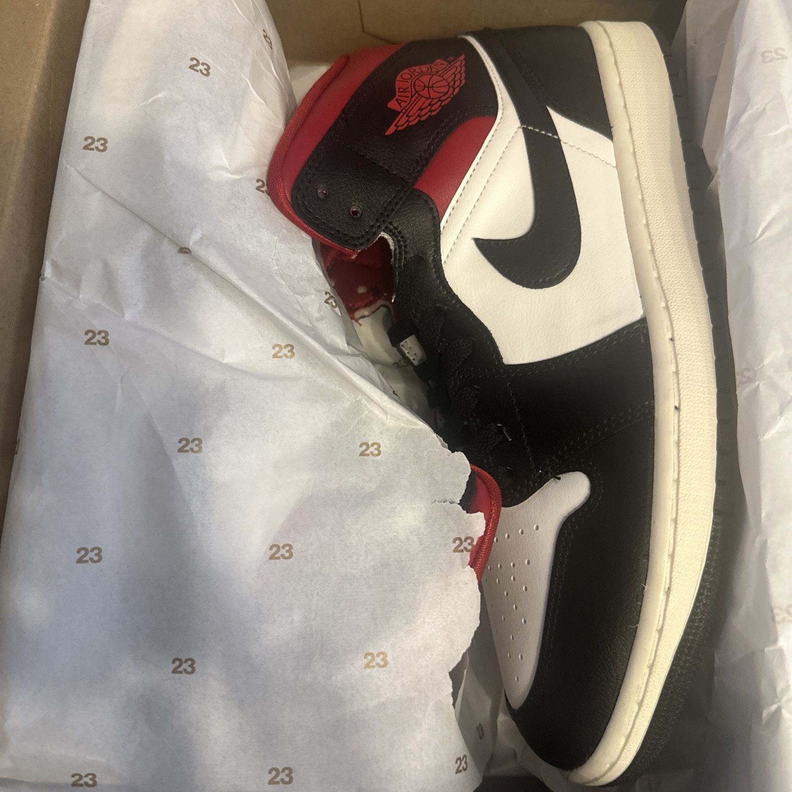 Size 12 Air Jordan Mid Black Sail Gym Red W