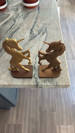Unicorn Bookends - Brass