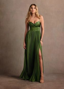 Olive Green Pleated Maxi Dress