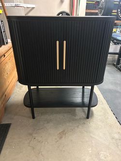 Quin Tambour Cabinet Paper Black Woodgrain