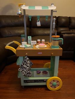 Little Tikes 2-in-1 Café Cart Pretend Food Cooking Toy Role Play Kitchen Playset for Multiple Kids and Toddlers