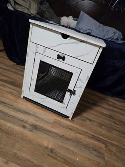 Dog crate nightstand with charger