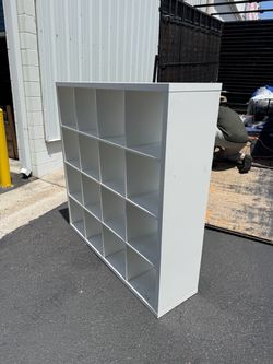 White cube storage shelf