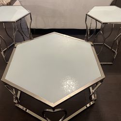 Bianca Glass Frame Coffee Table And End Tables 