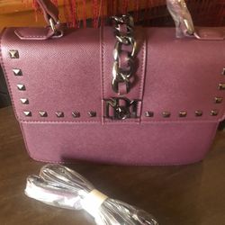 Badgley Mischka Burgundy Satchel Crossbody Purse NWT