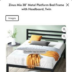 Metal Platform Bed Frame with Headboard, Twin

