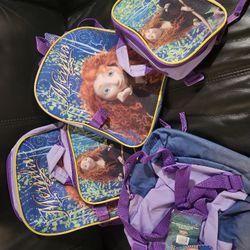 3 - Disney Brave & 2- Flittering Friends Backpacks