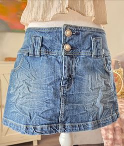 Vintage Bogo Blue Denim Mini Skirt with Double Button