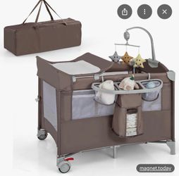 Pack and Play with Bassinet, 5-in-1 Baby Bedside