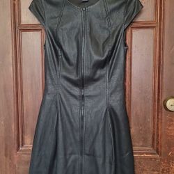 NWOT A|X Armani Exchange Women's Faux Leather Zipper Black Dress Size 0