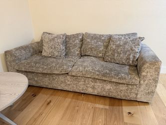Modern Gray Fabric Sofa and Ottoman