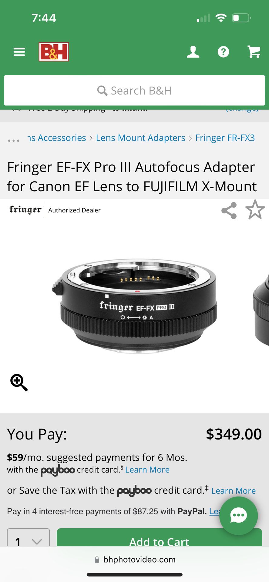 Fringer EF to X Mount Pro Ii Adapter
