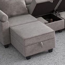 Gray Velvet Storage Stool New