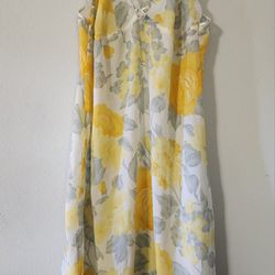 Yellow & Grey Floral Pattern Dress