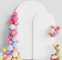 Putros Arch Backdrop Cover, 7.2ft & 6ft, Arch Covers Stretchy Backdrop, White, Spandex Fitted Wedding Arch Cover Set Of 2, Round Top Chiara Backdrop C