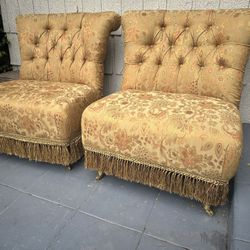 Gorgeous Vintage Wingback Tufted Chairs 