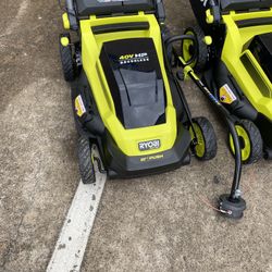 Ryobi Push Mower W Weedeater 