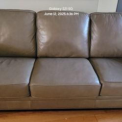 89" inch Tope/Grey Full Leather Couch, Martha Stewart Collection from Macys