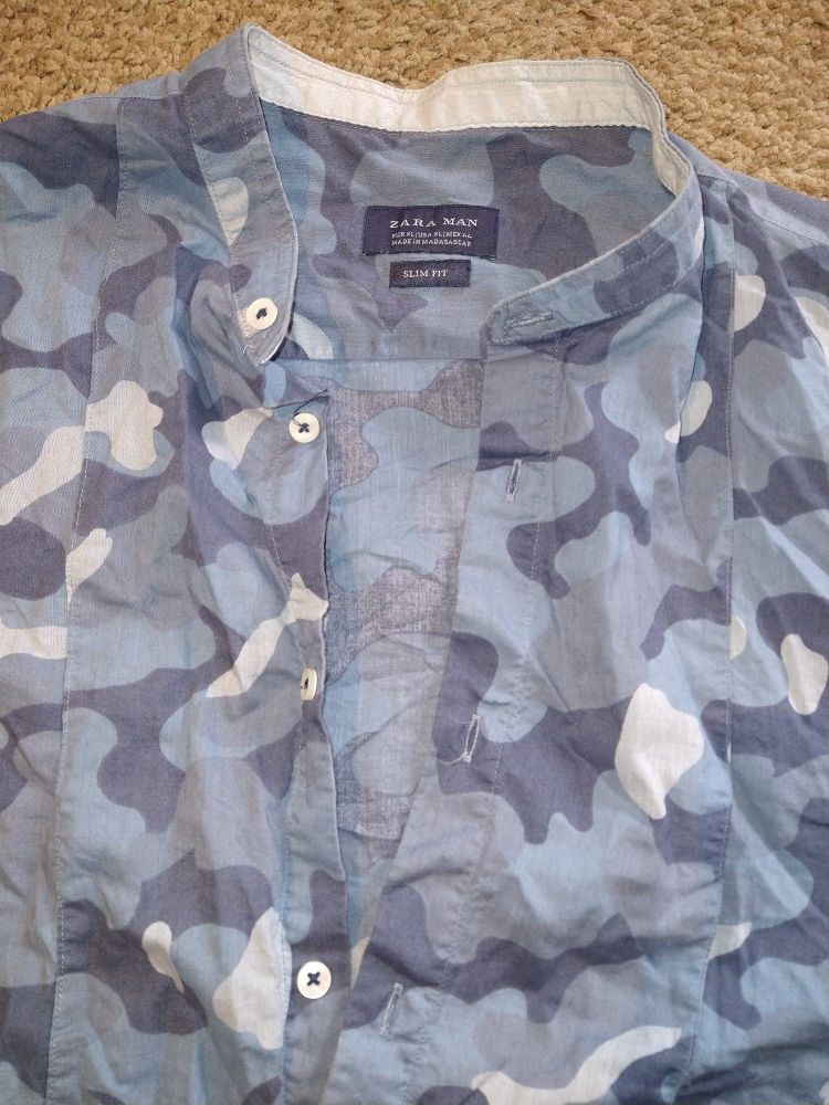 ZARA MAN SLIM FIT CASUAL CAMO SHIRT/ SIZE XL