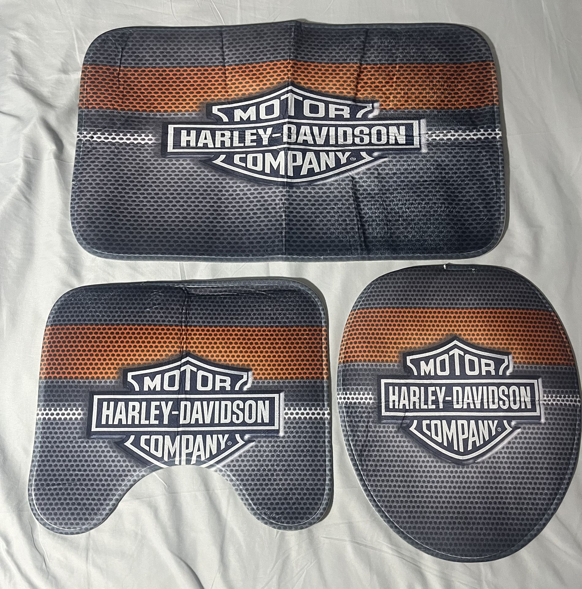 Motorcycle Harley bath mat set. Man cave