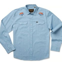 NEW Howler Bros Gaucho Snap Shirt Large Blue Rare Embroidered Western Rodeo
