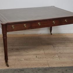 Baker Furniture Leather-Top Partners Desk – 63” – Brass Hardware