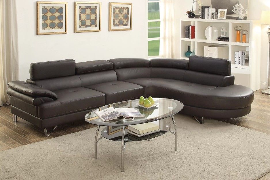Brand New Espresso Leather Modern Style Sectional Sofa