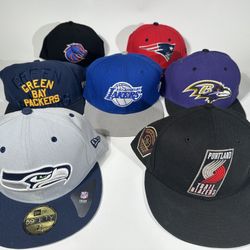 Bulk Lot of New Era Fitted Sports Hats – NFL NBA NCAA – Mixed Teams & Colors