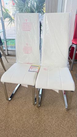 White Faux Leather Dining Chairs Set of 2